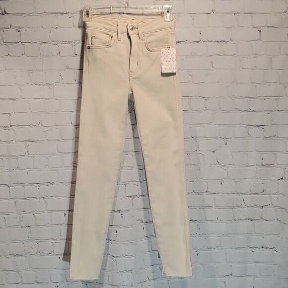 Free People high rise raw hem ivory jeans NWT size 24 - Picture 1 of 10